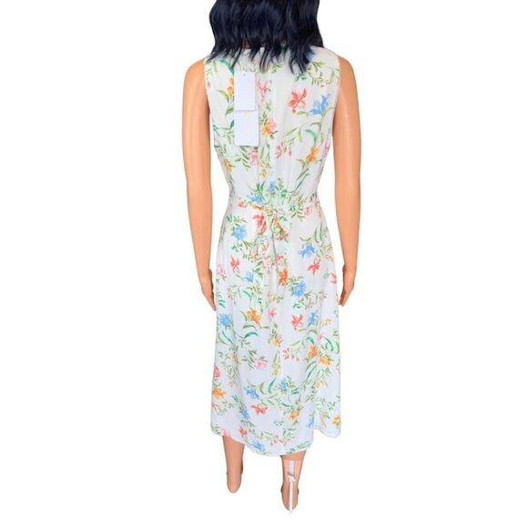 NWT WAYF Saks White Dahlia Vintage Floral Midi Dress Summer Cocktail Medium - Picture 6 of 7